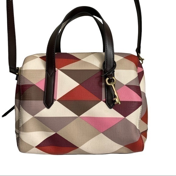 Fossil Handbags - Fossil Sidney scarlet multicolor convertible barrel messenger bag